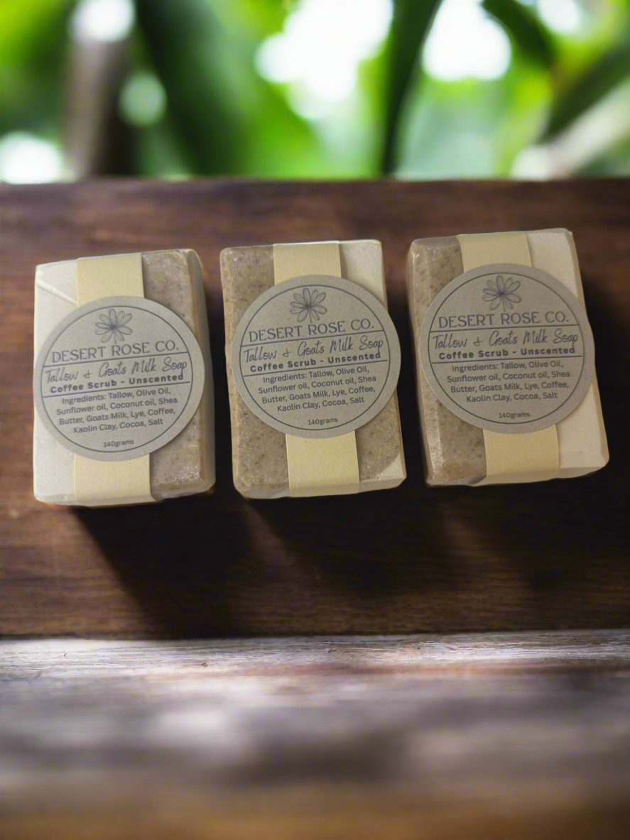 Coffee Scrub- Tallow & Goat’s Milk Soap – Unscented