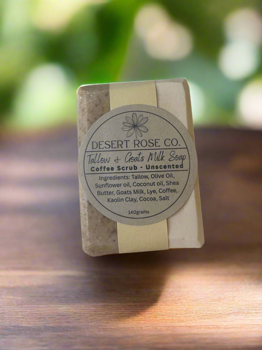 Coffee Scrub- Tallow & Goat’s Milk Soap – Unscented